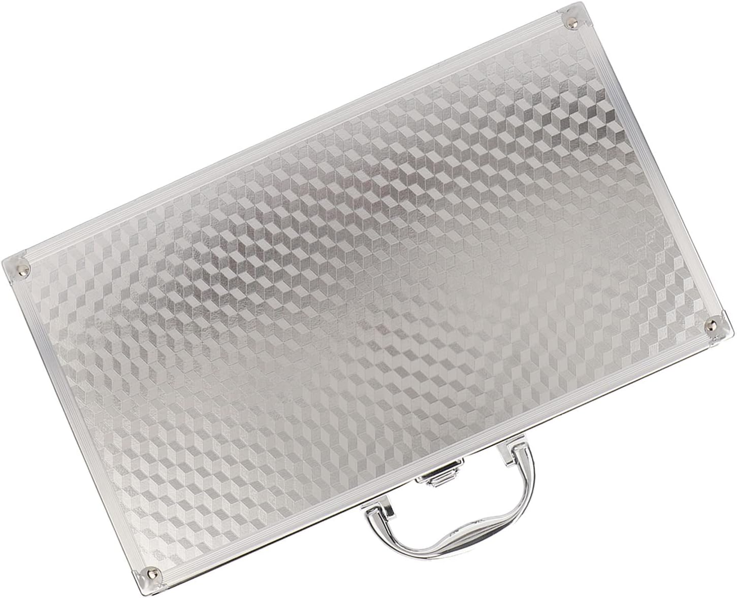 Multifunction Aluminum Storage Box, Large Capacity Tool Case with Buckle Closure, Angle Wrapped Design for Tools Jewelry Makeup, Sturdy Aluminum MDF ABS Construction
