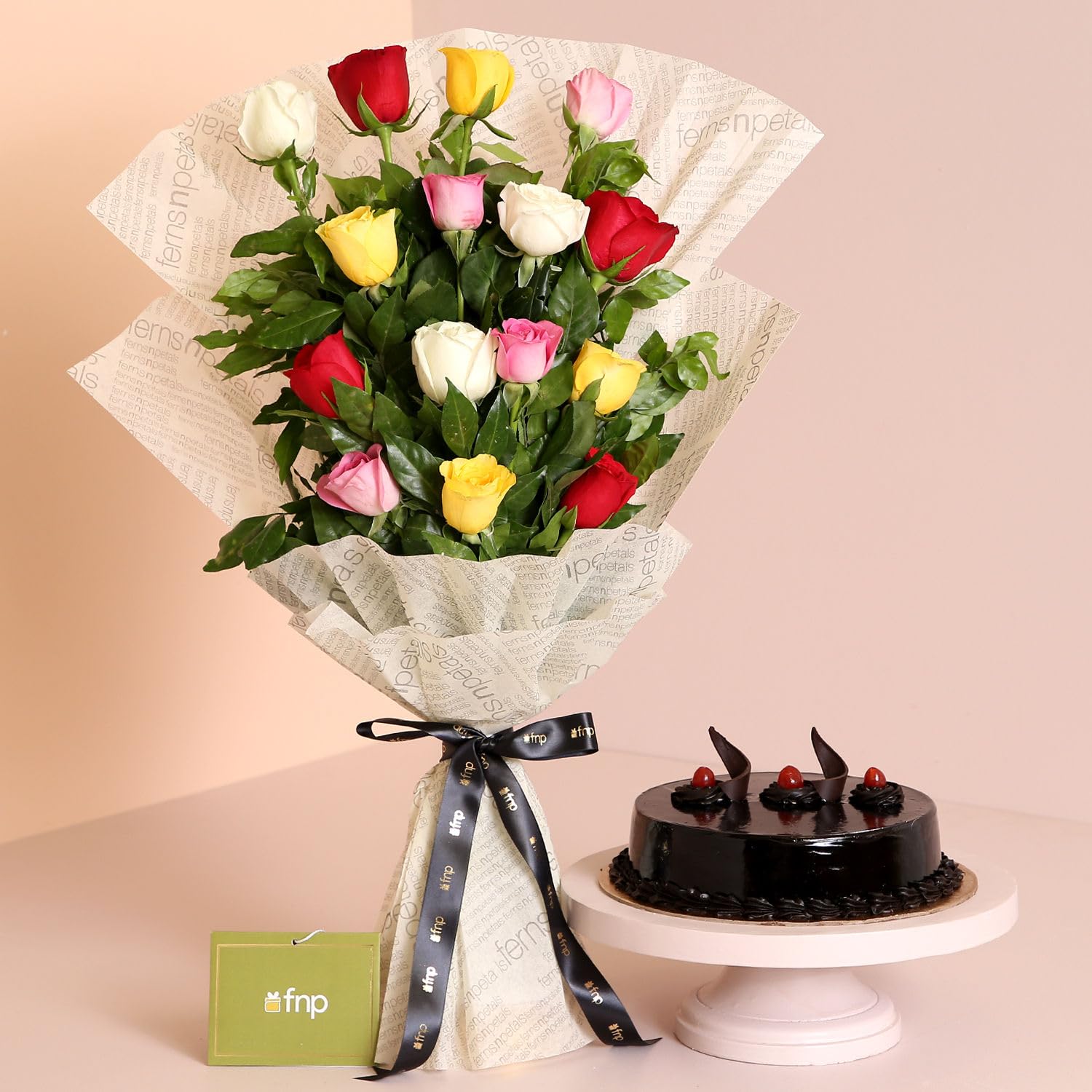 Fnp Colours Of Spring Roses Bouquet Truffle Cake-picture-18