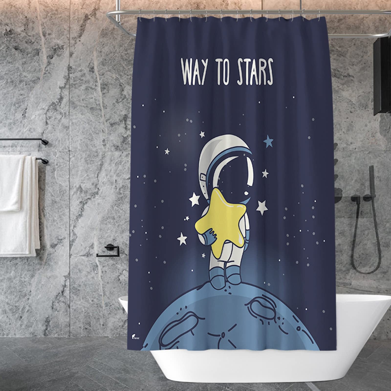 Rideau douche astronaute anti-moisissure en polyester de 180x200CM