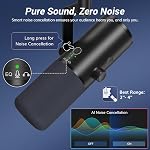 TONOR Dynamic Podcast Microphone for Studio, Cardioid XLR/USB Mic, AI Noise Cancellation, Tap Mute, 3.5mm Headphone Jack for Monitoring, Volume Control, Microfono with Boom Arm, Black, TD510 AIR H+