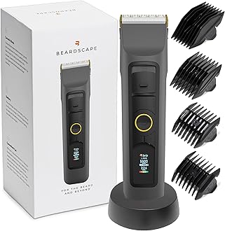 Beardscape V2 Beard Trimmer for Men Professional with Low Friction Ceramic Blade, Cordless Professional Hair Trimmer for Barbers with 4 Hrs of Long Battery Timing, Ideal for Beard & Body (Gray)