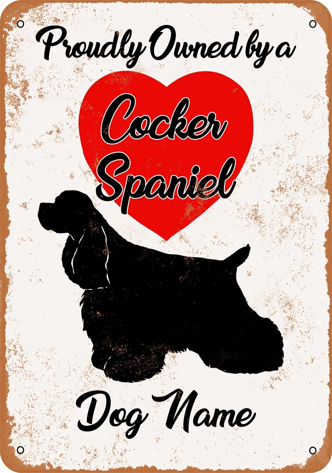 Miaomansenstore Metal Sign - Custom Dog Name - Cocker Spaniel 2 - Vintage Look Home Decor