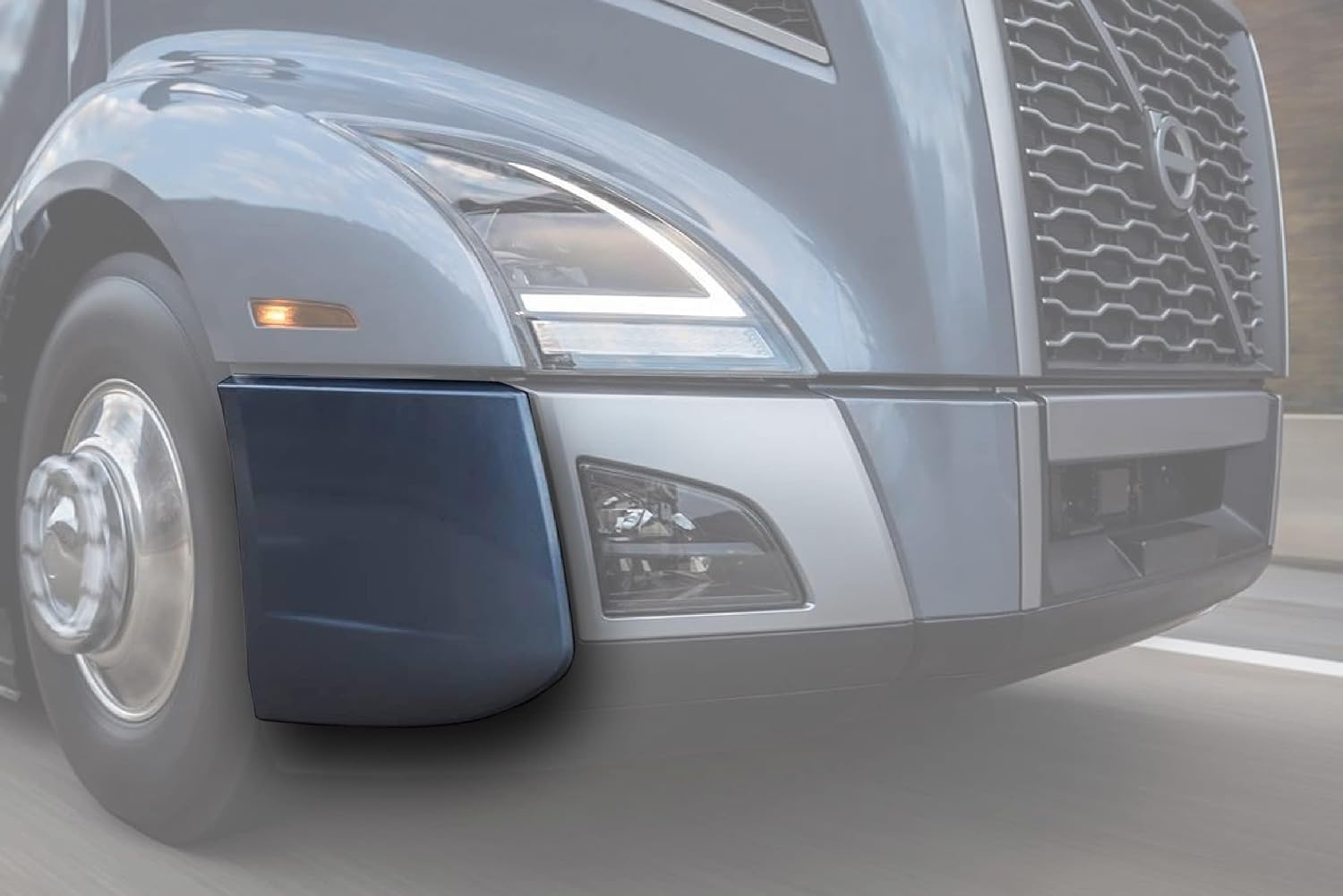 KOZAK PLASTIC Bumper Corner Cover Left Driver and Right Passenger Side compatible with Volvo VNL 2018 and newer Plus Logo Emblem with Stripe, 2X 22 Windshield Wipers, KOZAK Reflective Vest