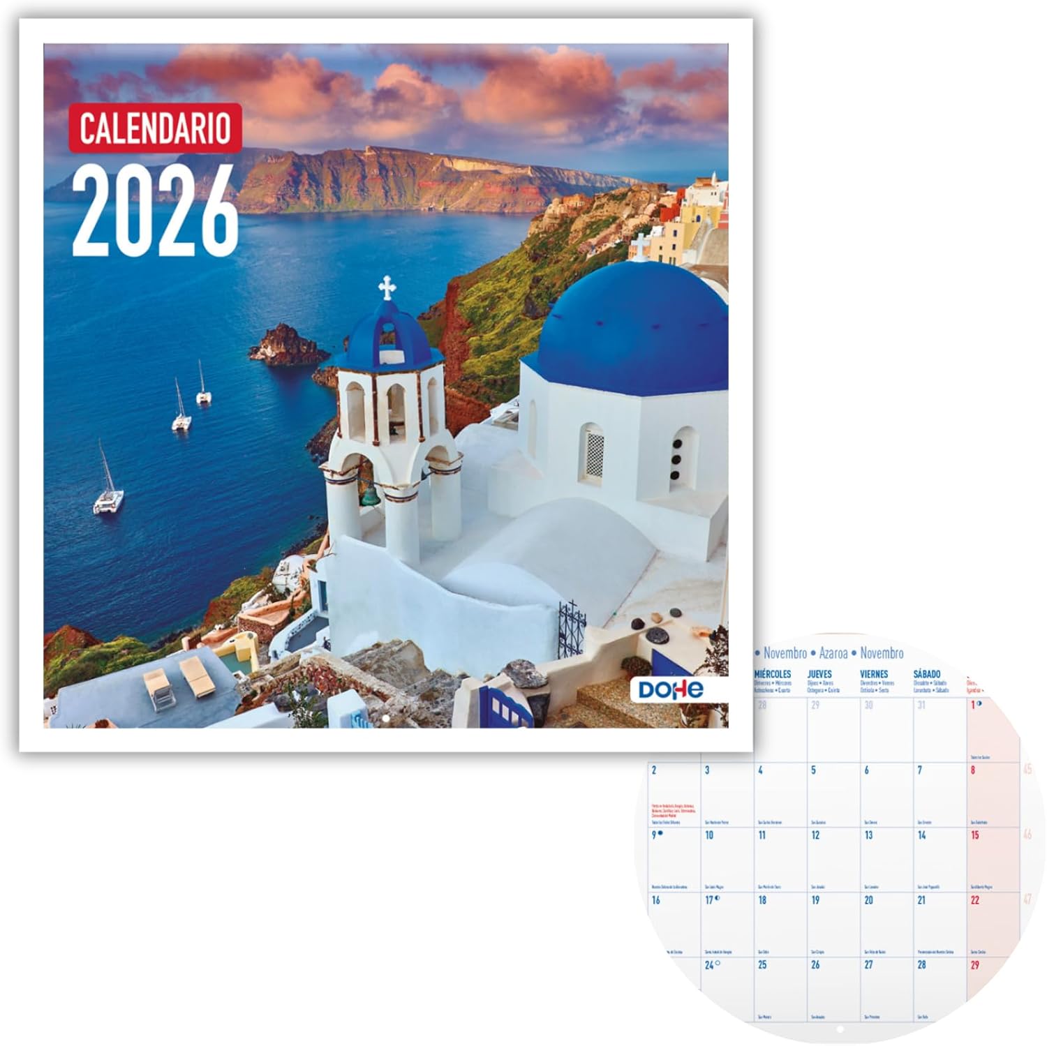 Dohe Wall Calendar 2026-12 Months January to December Monthly View 30 x 30 cm Spanish Language Stapler Binding Space for Notes Year Planning Thick Paper 120gsm Exotic Birds
