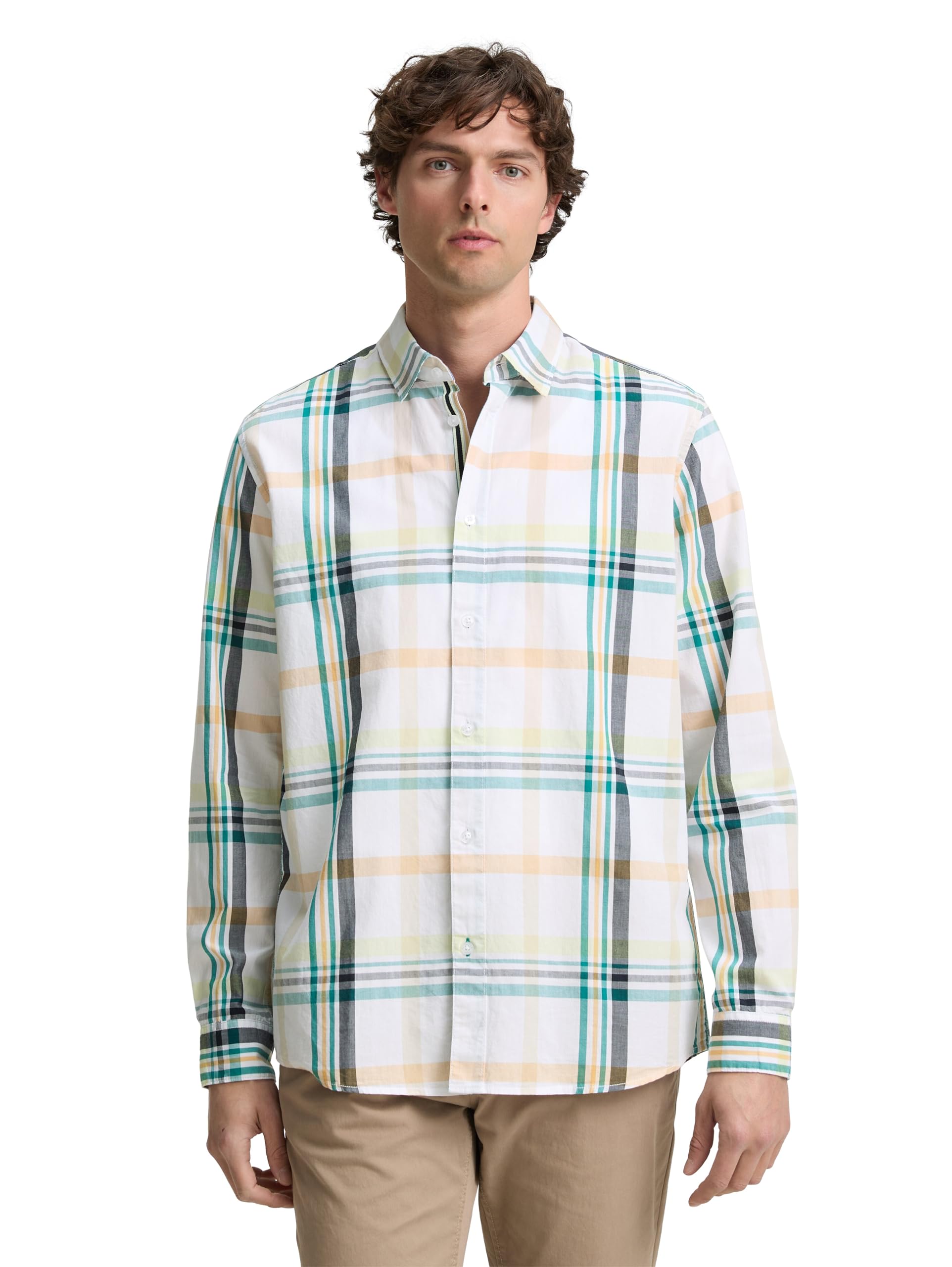 TOM TAILOR Men's Regular Fit Shirt with Checked Pattern