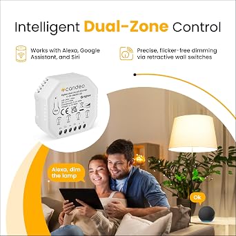 Dual Circuit Zigbee Smart Dimmer Switch Module -LED & Halogen | No Neutral Required | Compatible with Home Assistant, zigbee2mqtt & other zigbee hubs