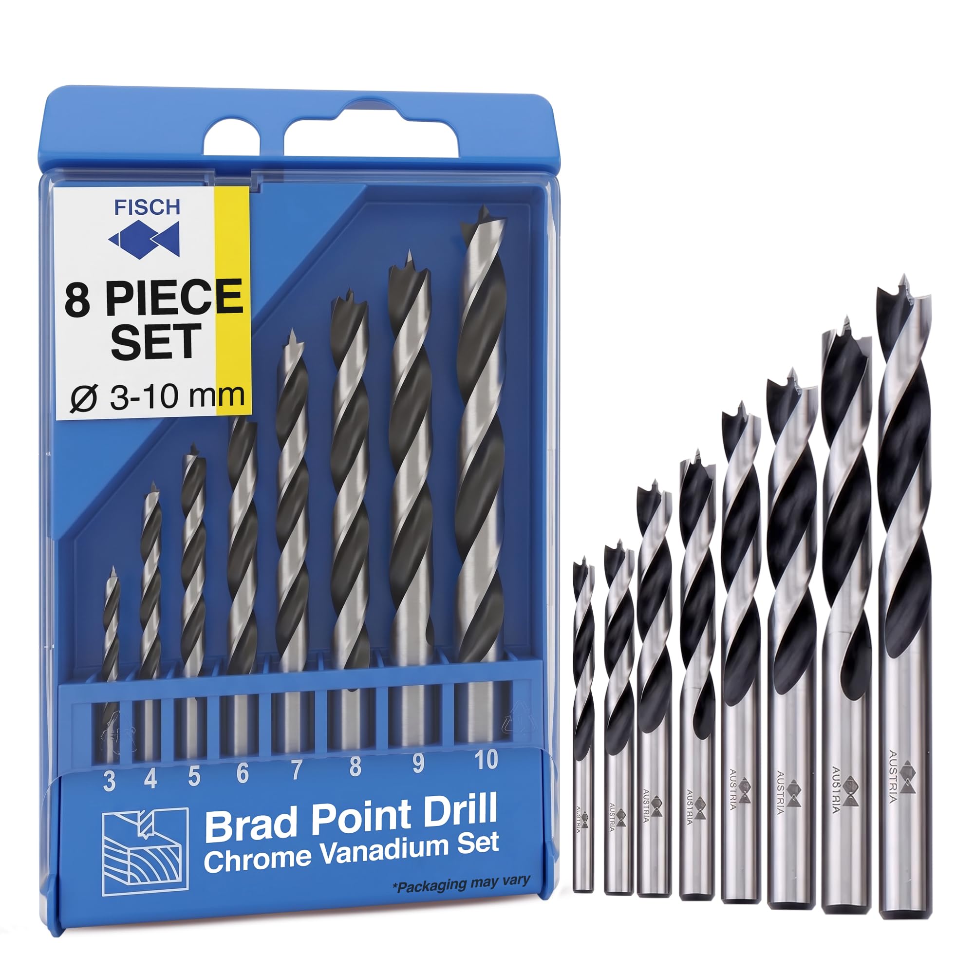 Fisch fsf-328094 3 – 10 mm Set di cromo vanadio punta elicoidale, pezzi