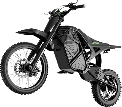 VIPCOO H3 Electric Dirt Bike for Teens and Adults, 3500W Electric Motorcycle, Up to 40MPH / 45 Slope / 45 Miles Range, 14"/12" Fat Tire E Dirt Bike with Nitrogen Suspension Fit Age 13+