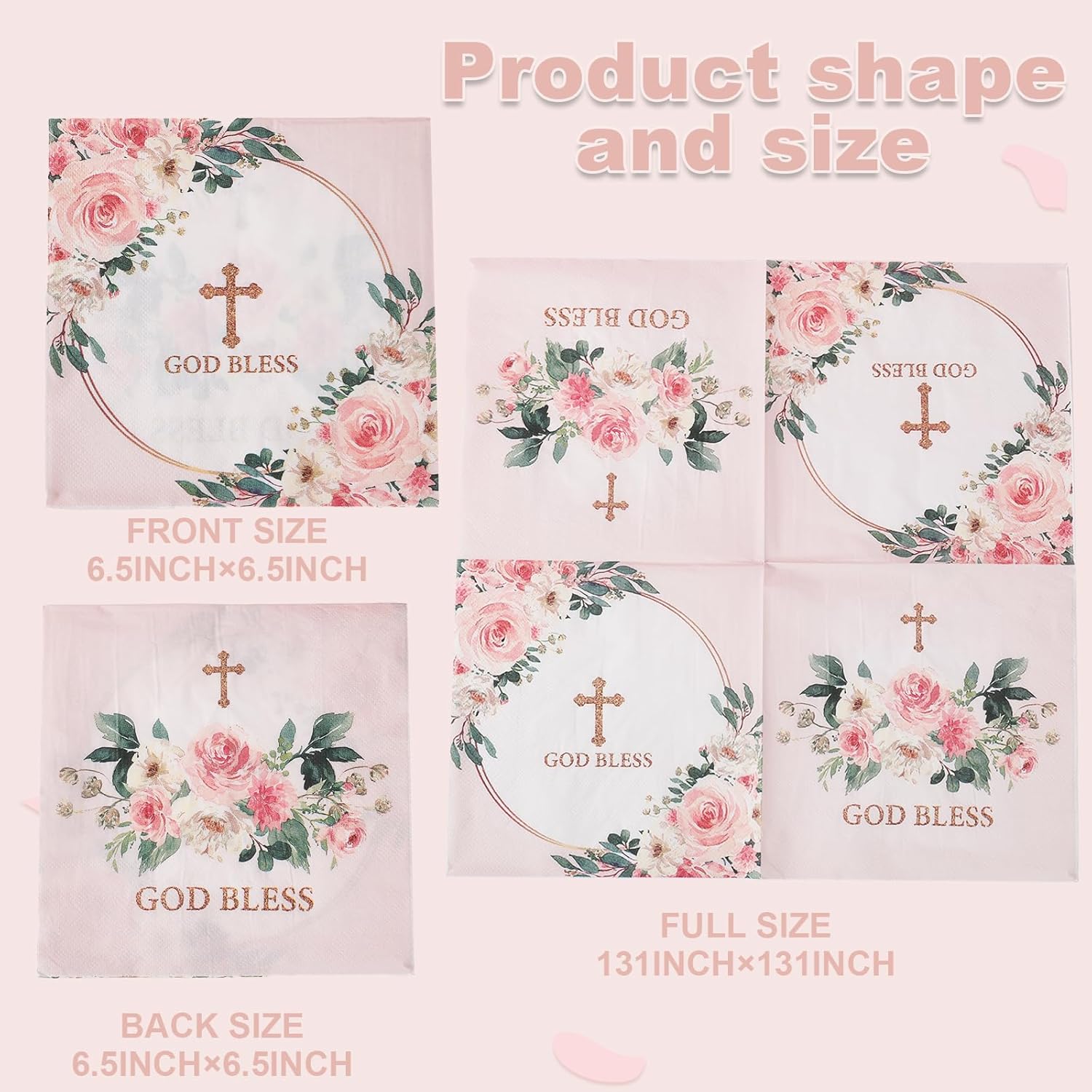 169 pcs Pink Baptism Plates, Napkins, Cutleries, Tablecloth for 24 persons (24)