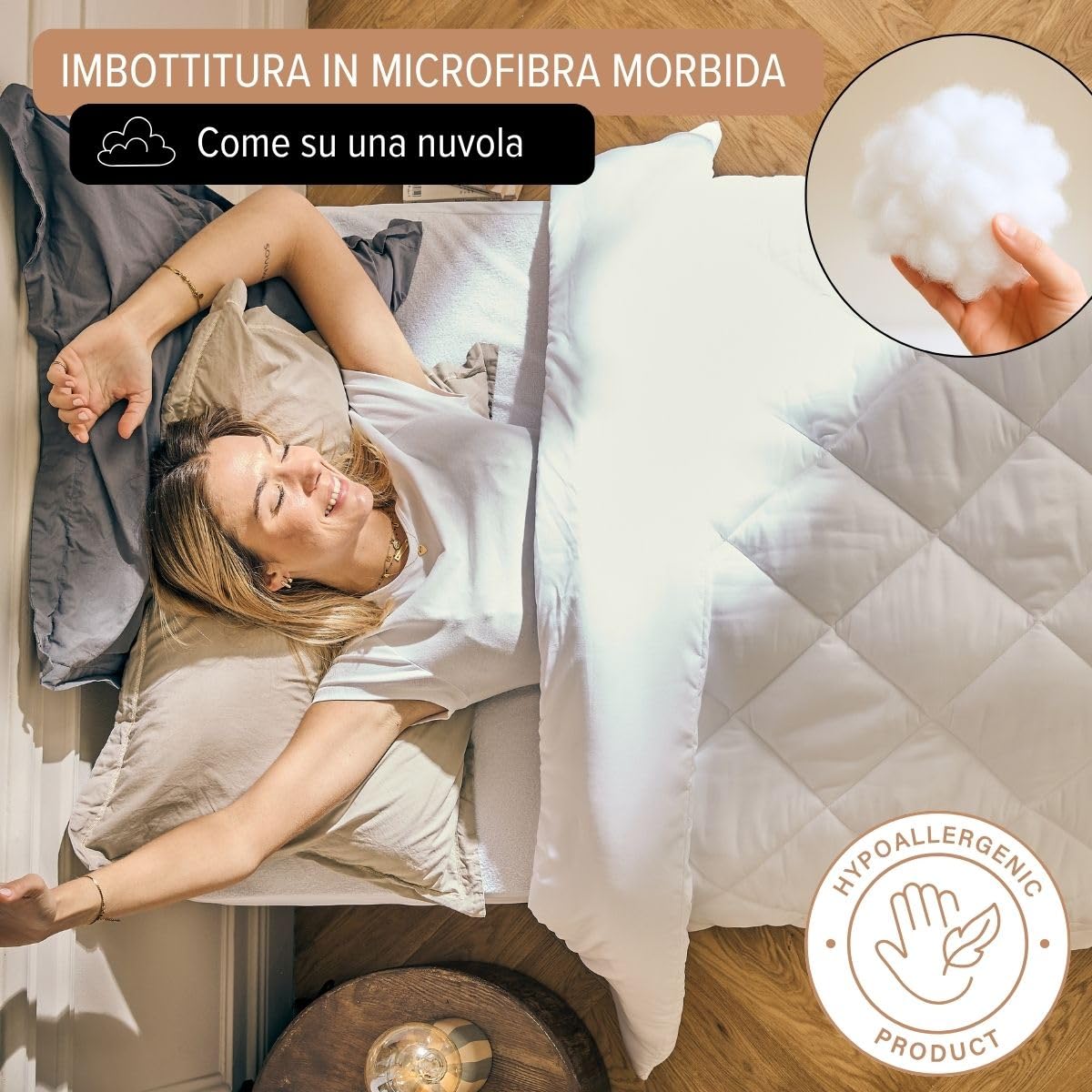 DREAMWAY Piumino Estivo Letto Singolo - Piumone Leggero 155x220 cm, Trapunta Sottile 155 x 220 in Microfibra Sintetica- Lavabile a 60°C