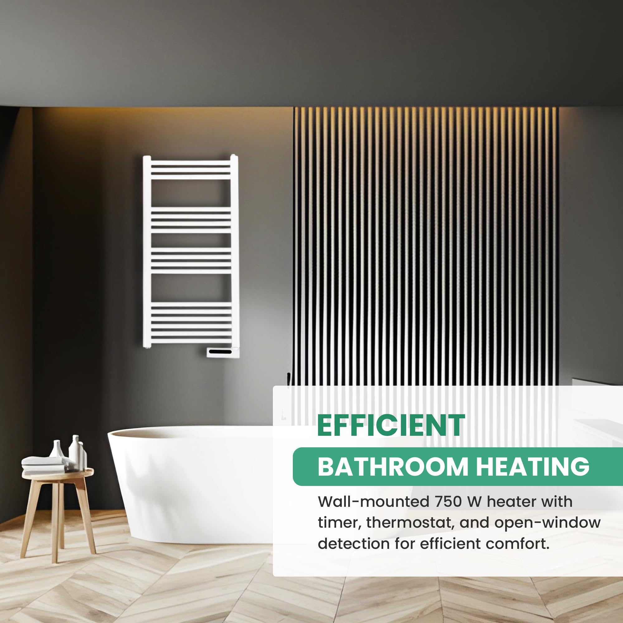 Eurom Sani-Towel 750 White Badezimmerheizung, 750W, Thermostat, Überhitzungsschutz, weiß (352474)