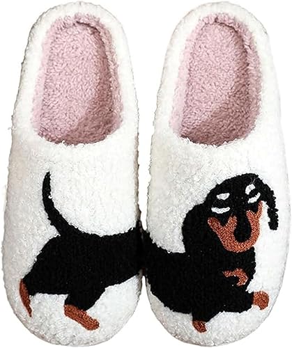 XHLIZHU Fluffy Animals Slippers, Women Girls Winter Warm Cute Cartoon Non Slip H