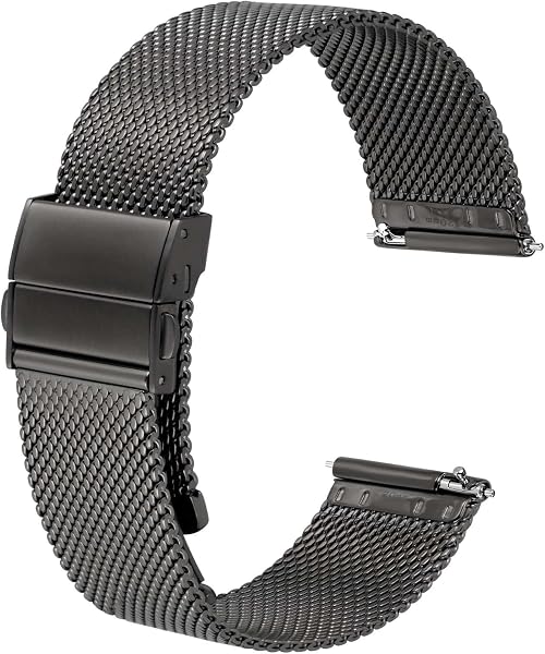 ANBEER Bracelet de Montre en Acier Inoxydable 316L, Boucle Rabattable, Libération Rapide, Homme Femme 14mm 16mm 18mm 20mm 22mm - 1