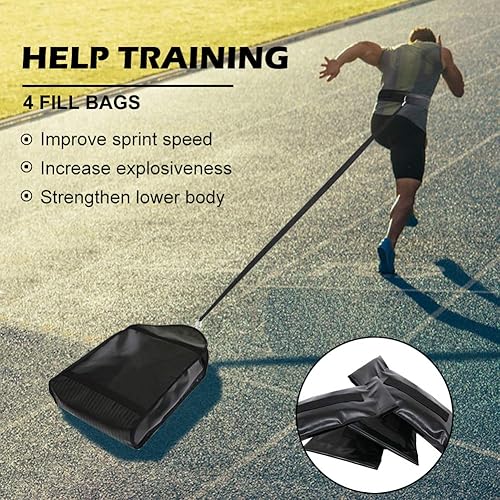 Miniatura 2 de NAIZEA Entrenador de trineo de peso ajustable, entrenador de trineo de resistencia para entrenamiento de velocidad de velocista en interiores con 4