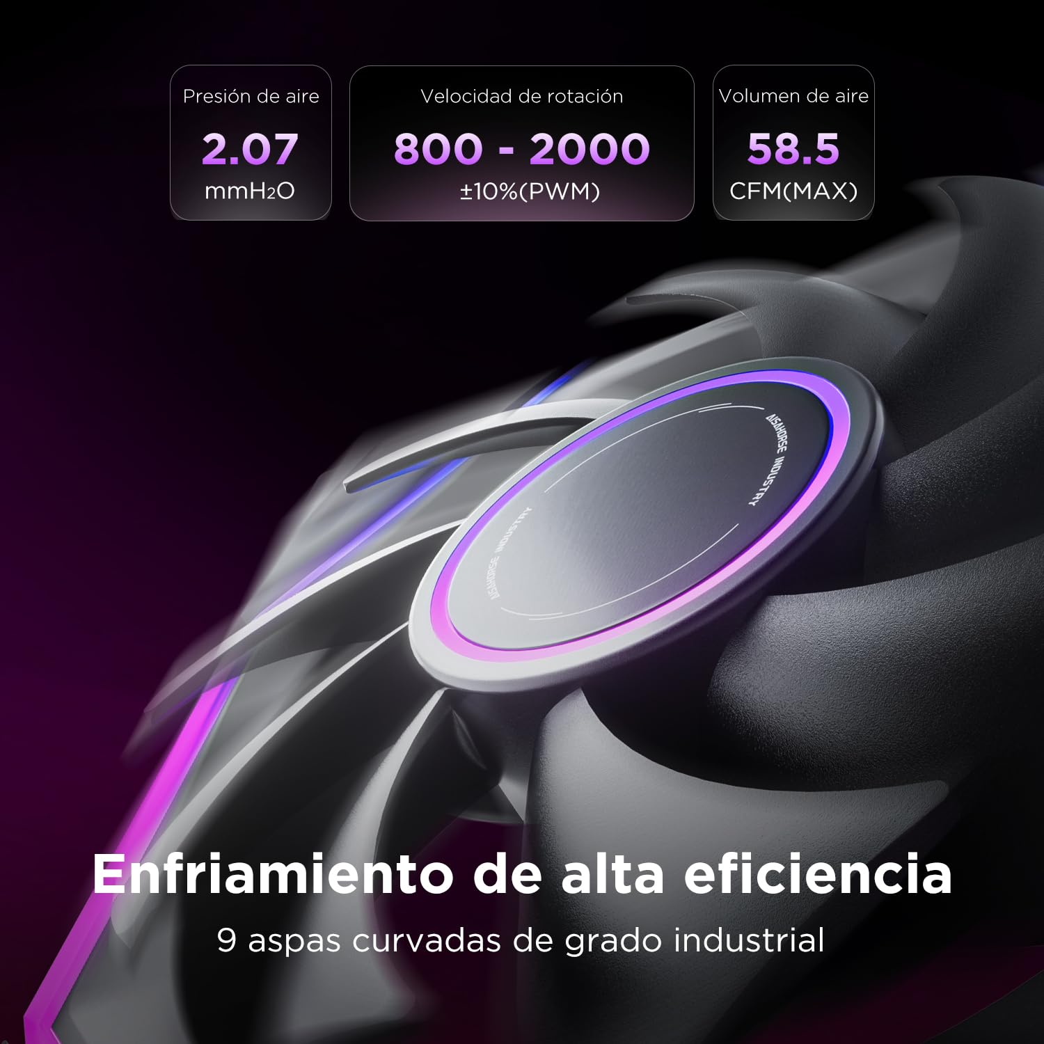 AsiaHorse NyotaUltra ARGB Ventilador para PC de 120 mm, 3 piezas, RGB, Ventilador PC Daisy Chain [Espejo Infinito] [HDB] 58.5 CFM/2000 RPM/2.05MMH2O 4 Pin PWN y 5V 3Pin ARGB para Asus Aura GIGABYTE