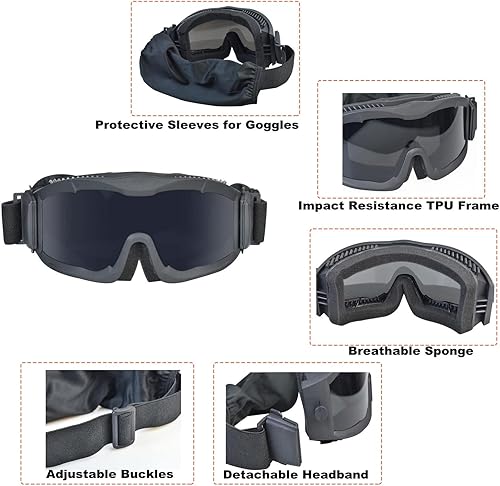 Miniatura 3 de Gafas tácticas de seguridad Airsoft, gafas militares antivaho, gafas tácticas de tiro para ciclismo, caza, malezas