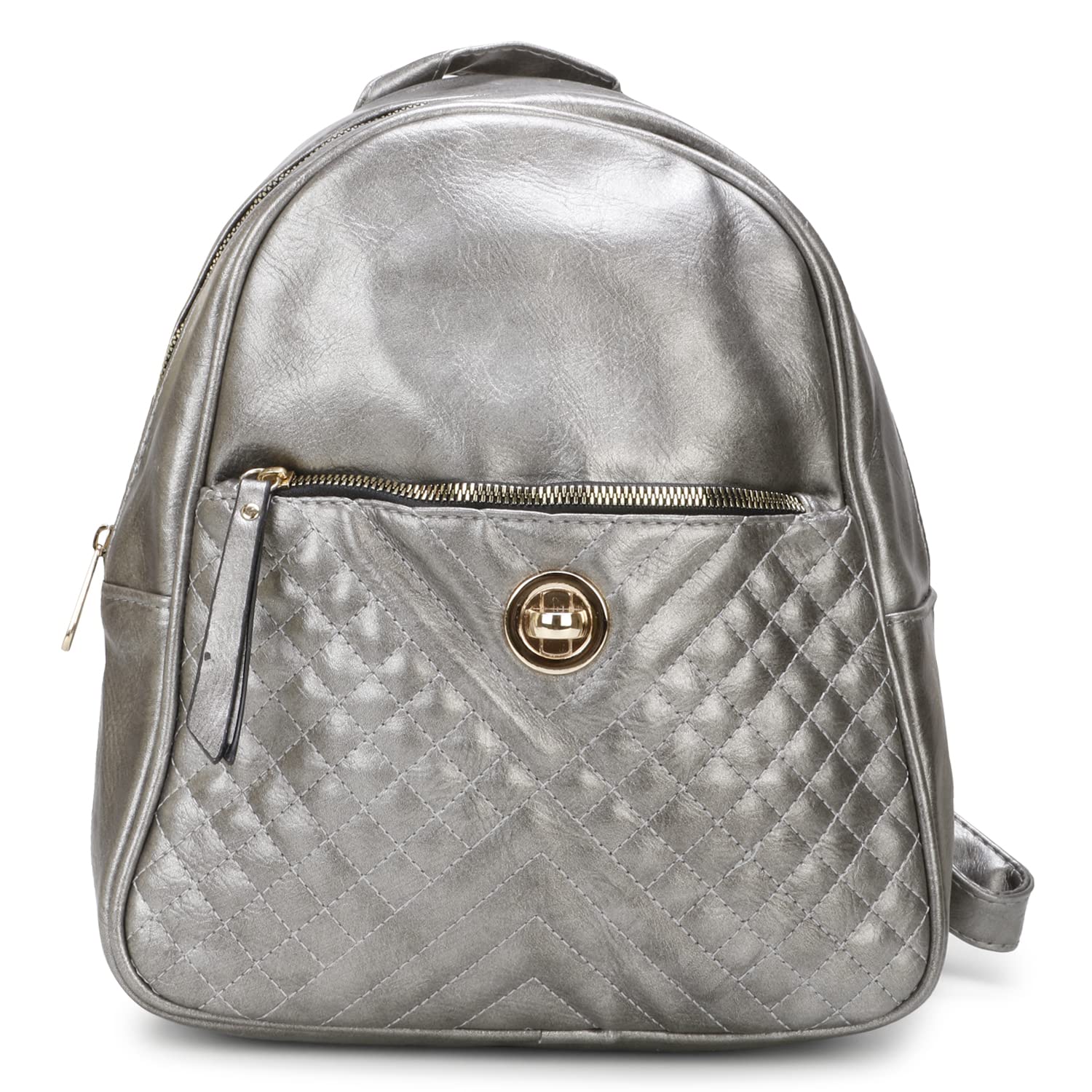 Aadtya Women's PU Leather Stylish and Trending Backpack for College Office Travel Purse (Grey)