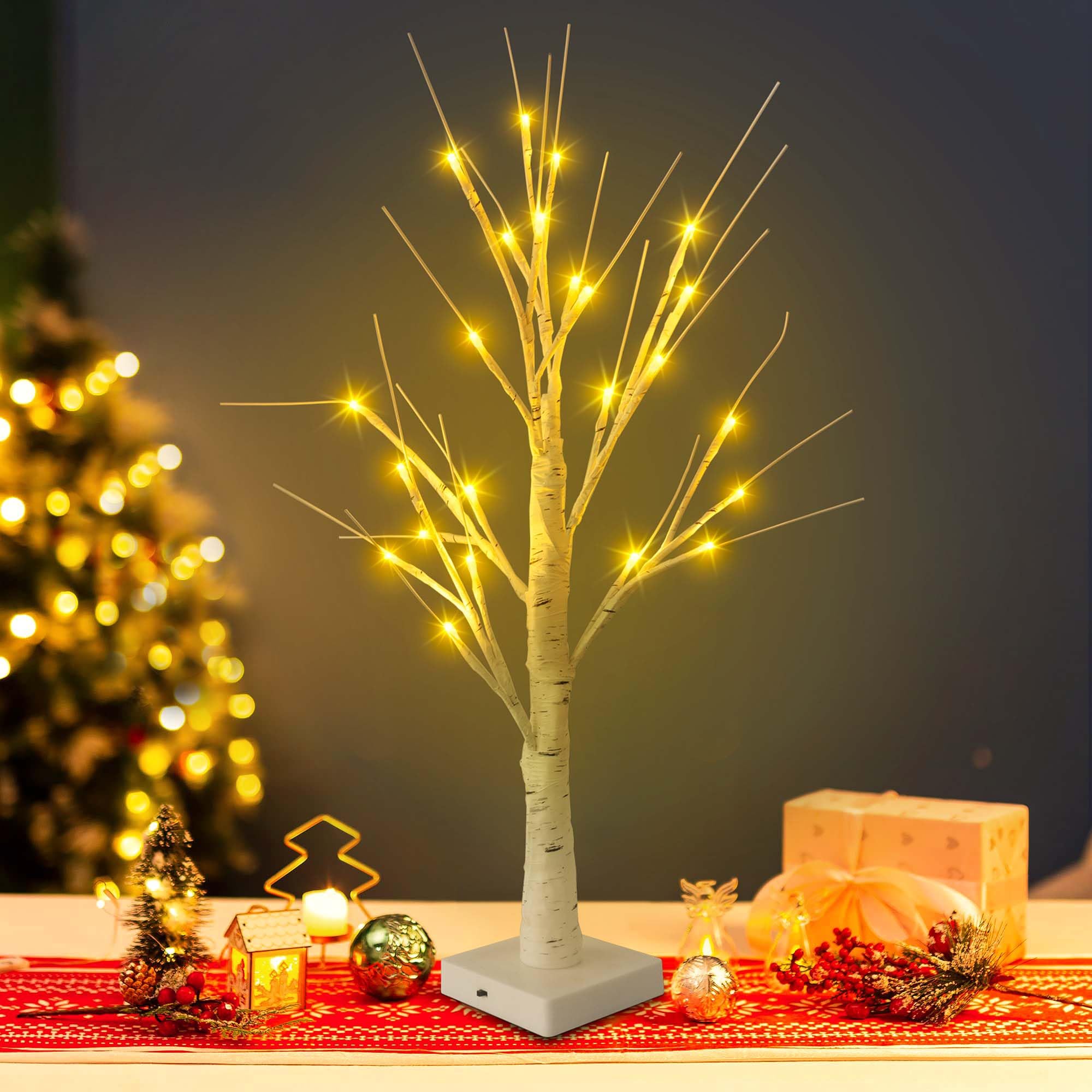 Arbol Con Luces Led Árbol De Abedul Blanco Con Luces LED, Decoración De  Navidad, árbol Iluminado Para Mesa, árbol Blanco Cálido De 24 LED, Funciona  Con Pilas, Mini árbol De Navidad Pequeño, image size:2000x2000