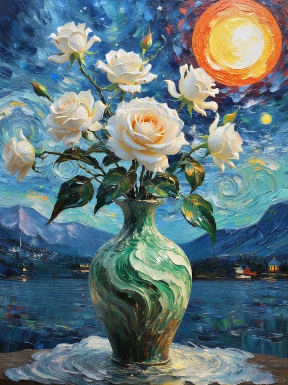 Henypt Cross Stitch Kits Roses and the Starry Sky Flowers DIY Needlepoint Set for Adults Beginners with Accessories Home & Leisure/Gifts 14CT 80x100cm