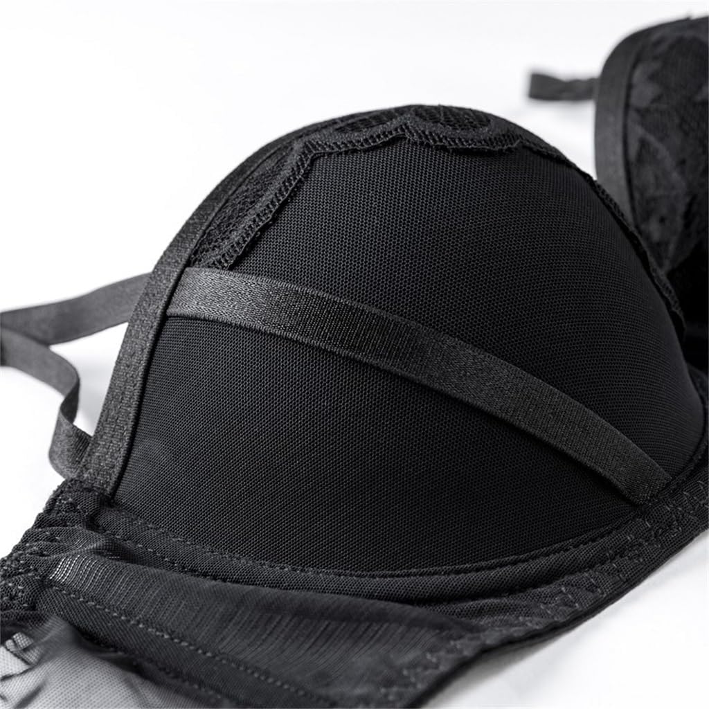 Lace Lingerie With Thin Top And Thick Bottom, Gathered Bra Set For Anti Sagging And Support