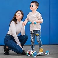 Vista 8 de 3-Wheel Kick Scooter for Kids Ages 3-8 Lean-to-Steer Toddler Scooter with Extra Wide Light Up Wheels, 4 Adjustable Heights, Foldable Scooters for