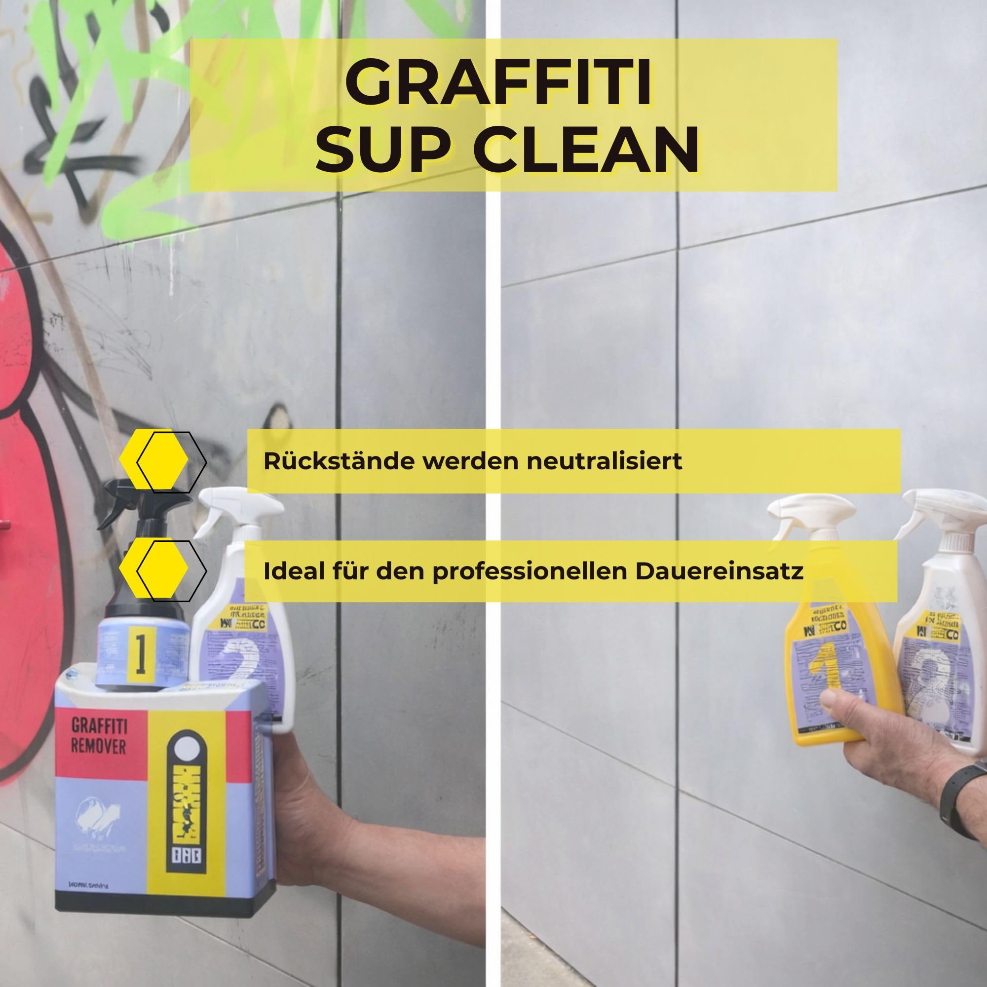 INNOTEC Graffiti Sup Clean 500 ml – Spezialreiniger zur Nachbehandlung nach der Graffiti-Entfernung – entfernt Farb-& Reinigungsrückstände schonend – ideal für Metall, Beton, Kunststoff & Außenflächen