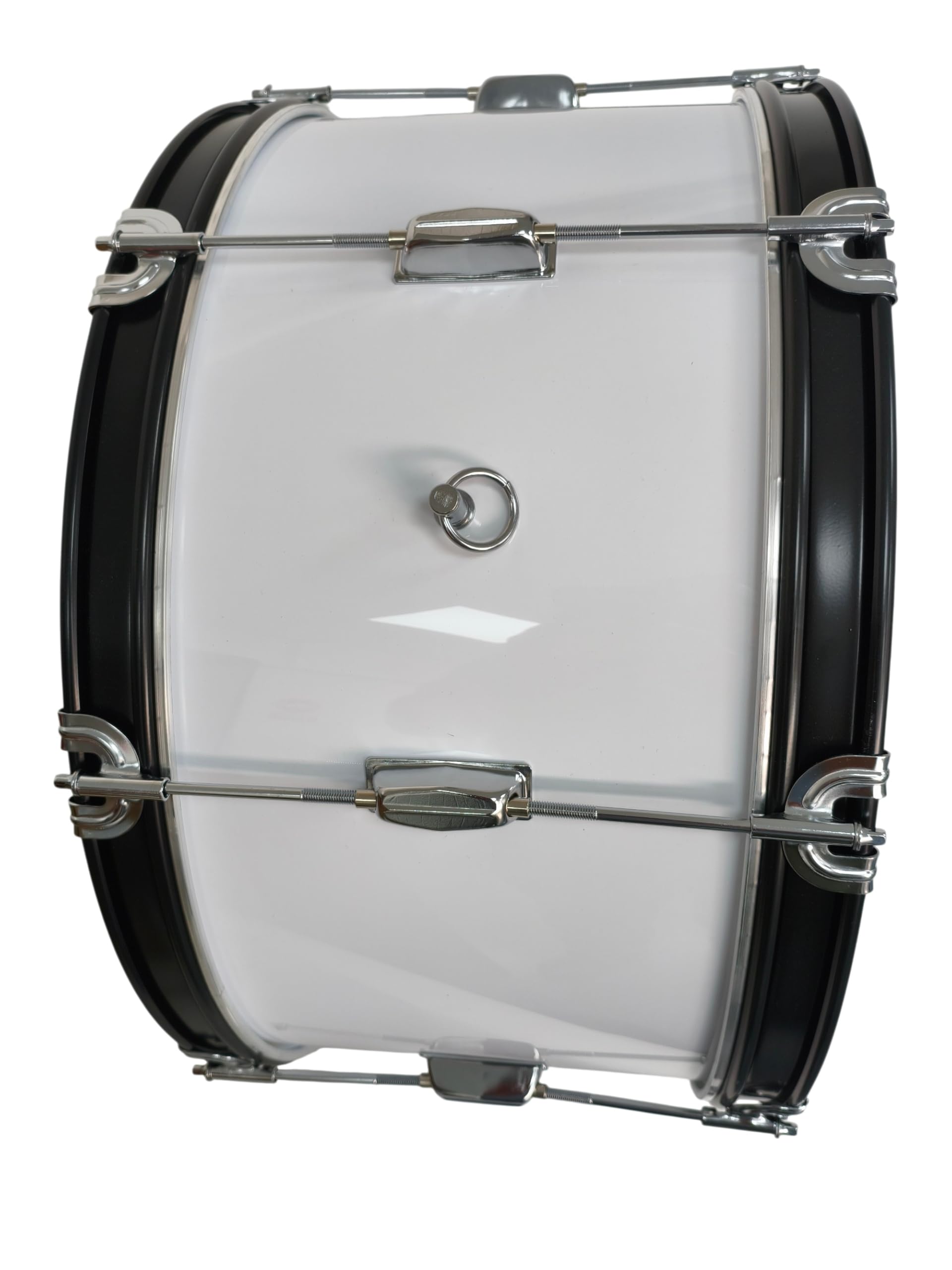 Bombo Banda Charanga y Animación Futbol 25"x 10" (65cm x 31cm), Maza y Correas Cruzadas, Color blanco