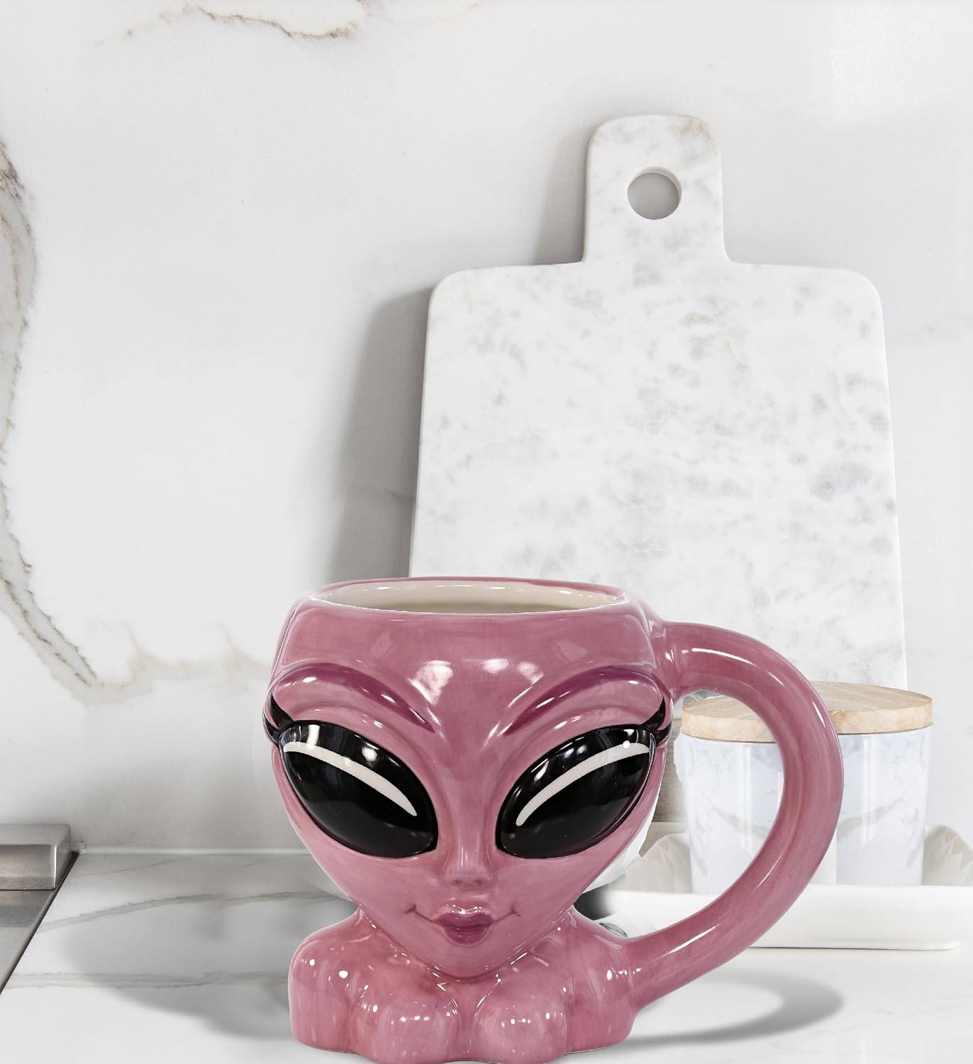 Novelty Pink Alien Mug - Cute Coffee Mugs for Women and Funny Coffee Mug for Men, Cool Ceramic Alien Coffee Mug Gift, Surprise Birthday Gift Novelty Coffee Mugs for Hot and Cold Drinks - 17 oz. - Image 7