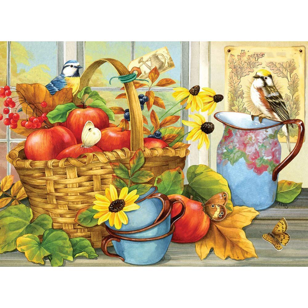 Meecaa Clear Diamond Painting Kits With Tools, Flower Fruit Bird Butterfly Cup Diy 5D Full Drill Cross Stitch Diamond Mosaic Art Crafts 30X40cm (Fruit)