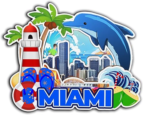 Imán de madera para nevera de Miami Florida USA Monumentos de madera 3D para viajes, recuerdos coleccionables, decoración hecha a mano -2717