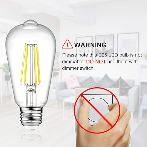 Miniatura 3 de Ascher - Bombillas LED Edison de 6 W, equivalente a 60 W, luz blanca diurna de alto brillo 4000 K, 700 lúmenes, bombillas de filamento LED vintage