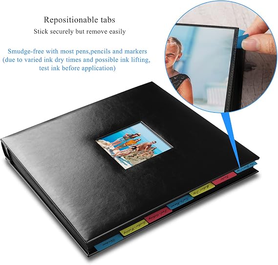 Photo Album 4x6 Photos Hold 700 Pockets Extra Large Capacity Leather Cover Black Pages with Index Tabs Wedding Picture Albums 700 Slip-in Pockets Photos Book for Anniversary Family Baby Vacation