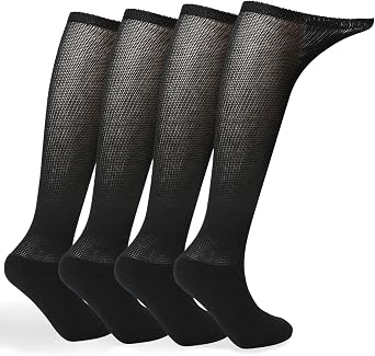 +MD 4 Pack Mens Extra Wide Non-Binding Diabetic and Circulatory Over The Knee Socks with Cushioned Sole