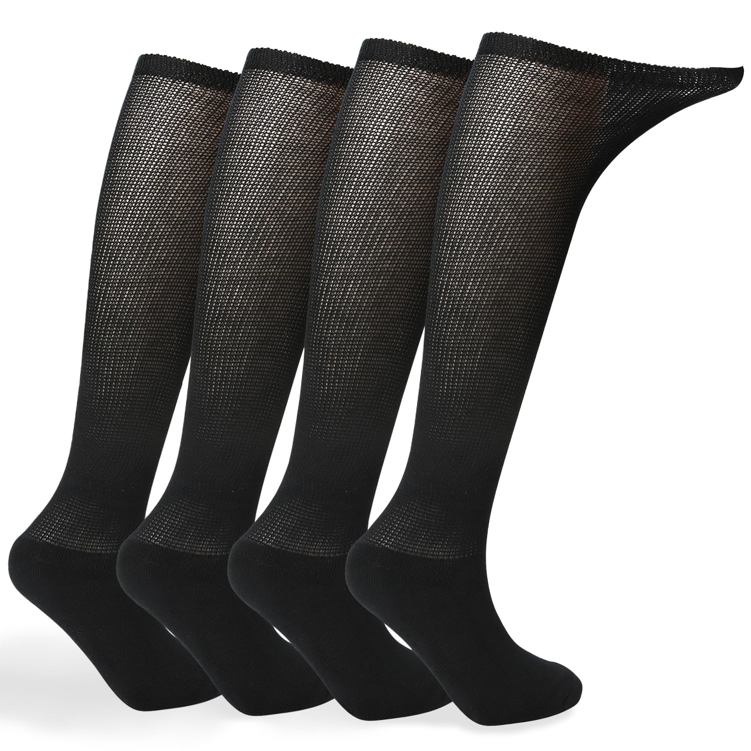 +MD4 Pack Men’s Extra Wide Non-Binding Diabetic and Circulatory Viscose from Bamboo Over The Knee Socks with Cushioned Sole