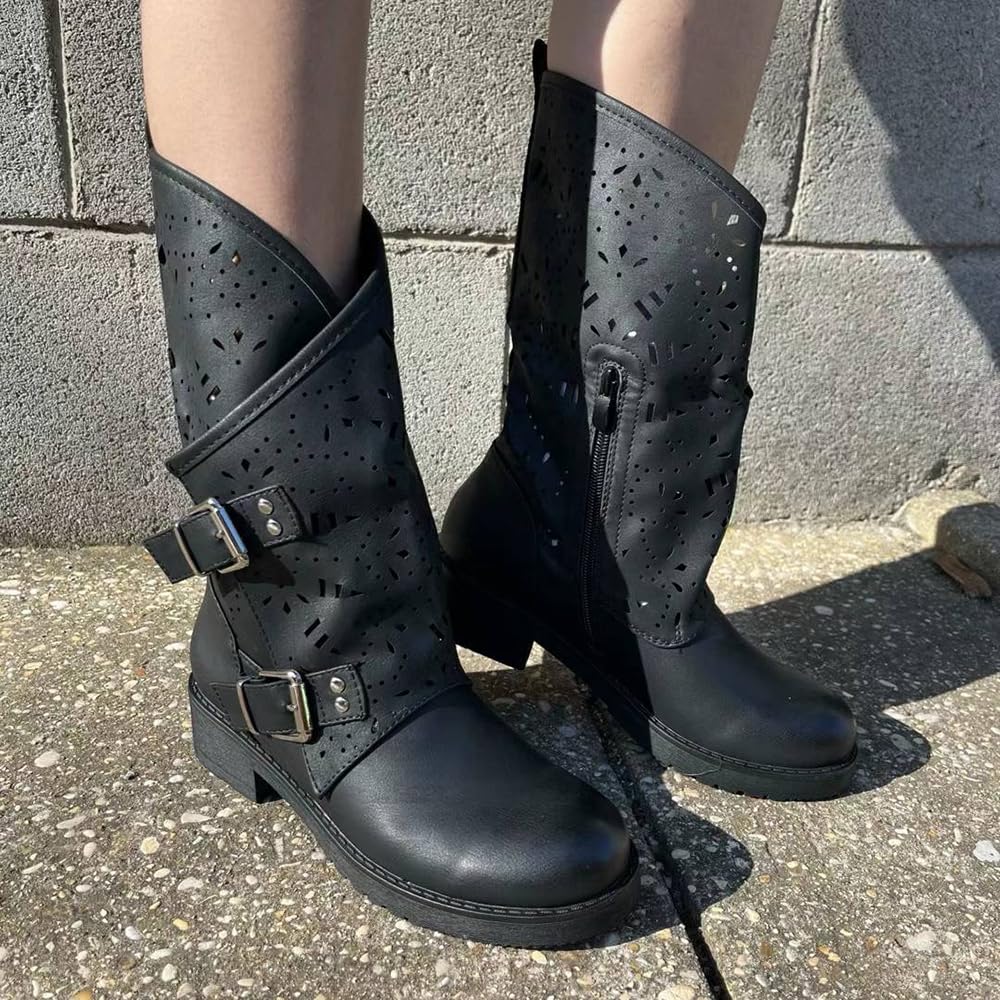 IF Fashion - Botas de mujer con hebilla y tacones 337