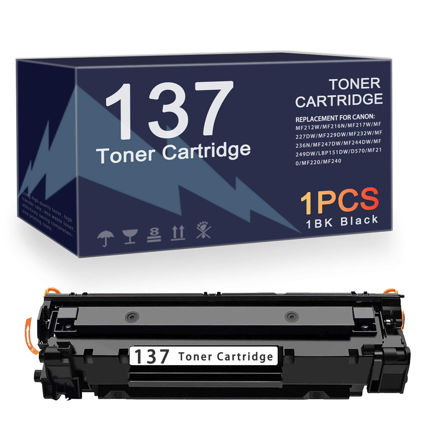 1PK Black Cartridge 137 Toner Cartridge Replacement for Canon 137 imageCLASS MF240 MF247 MF232w MF21