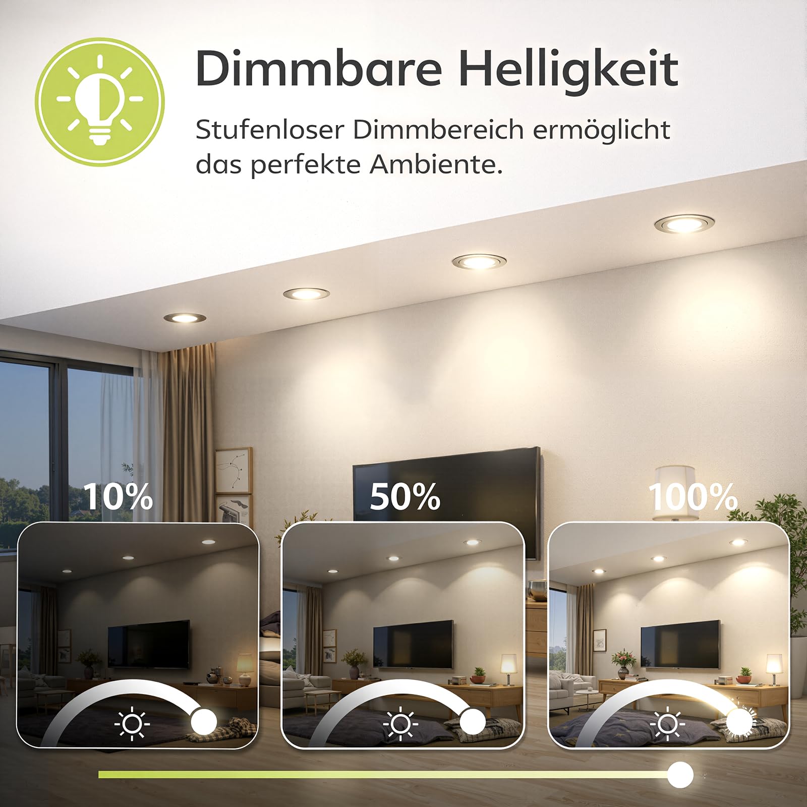 LED Einbaustrahler 230V Flach Dimmbar,LED Spot 5W IP44 Deckenspots, 45° Schwenkbar Einbauleuchten 68-85mm EinbauØ, 2700K/4000K/6000K Ultra Flach Einbauspots, 3CCT Spots für Badezimmer 12er Set