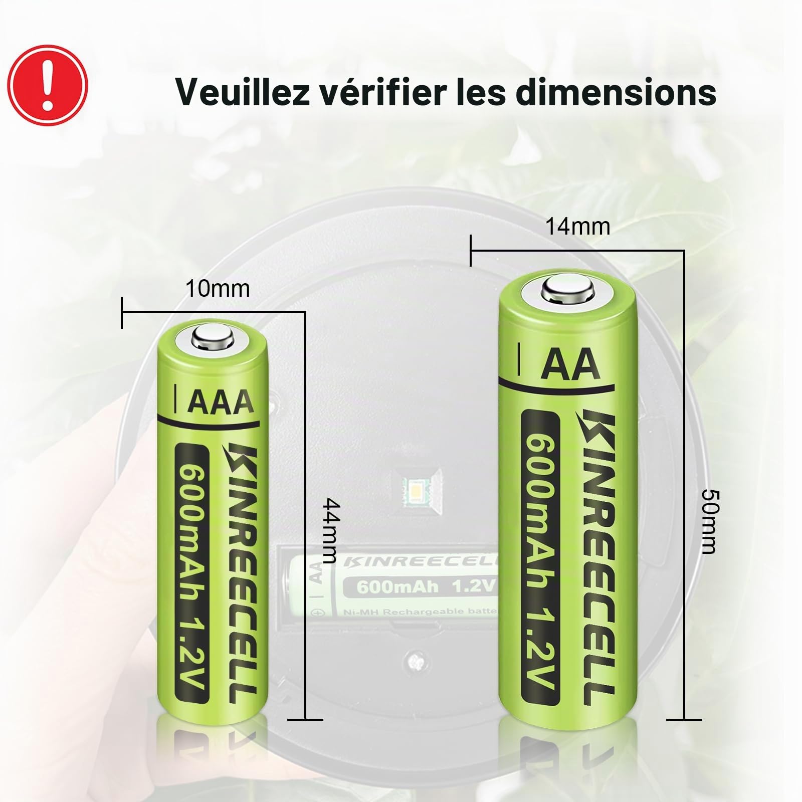 Batteries Rechargeables AA Ni-MH 1,2V pour Lampes Solaires, Guirlandes Lumineuses (Pack de 12)