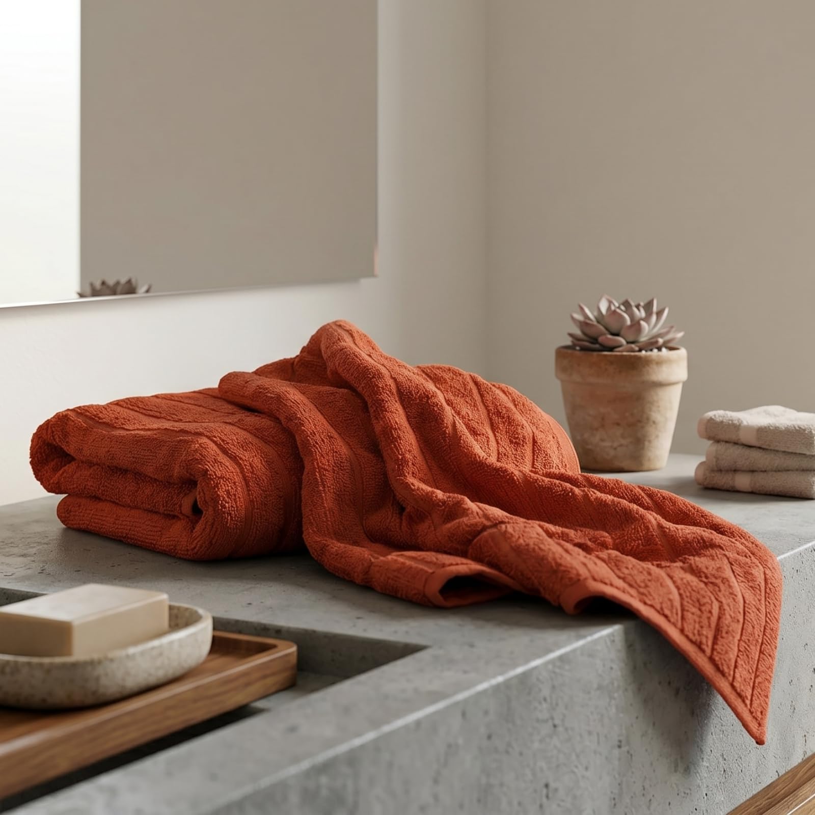 Cloud Collection 6 Piece Towel Set Turkish Towels 550 GSM Plush Highly Absorbent Hotel Spa Quality Truffle Brown