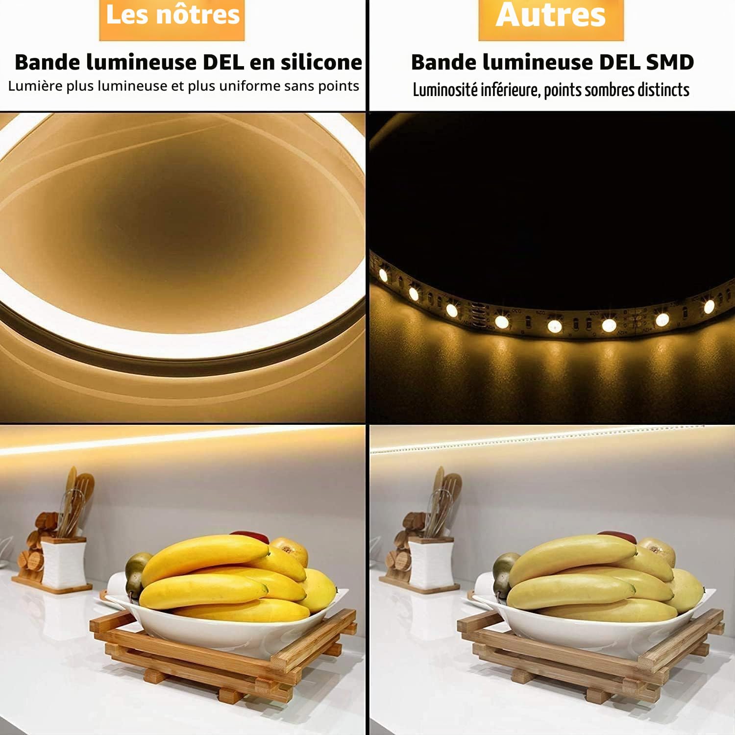 Lamomo Ruban LED 5M Blanc Chaud 12V Dimmable Néon Bande LED 3000K Etanche DIY Bande Lumineuse Flexible avec Alimentation et Télécommande IR pour Intérieur/Extérieur Maison Cuisine Décoration