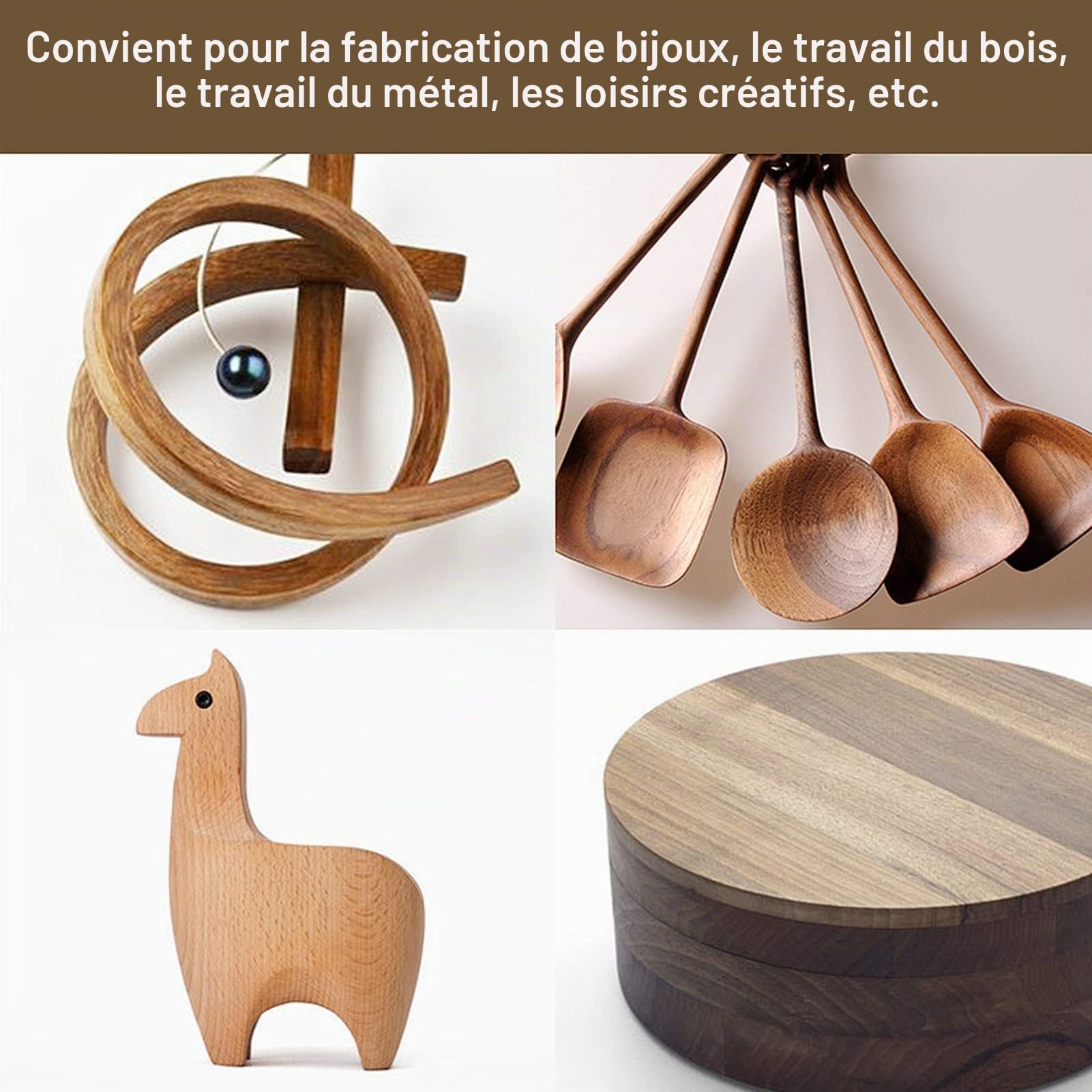 Cadre de Scie pour Bijoutier, Travail du Bois, Scie à Chantourner avec Manche en Bois en Forme de U pour le Travail des Métaux et L'artisanat de Bricolage (3 pouces)