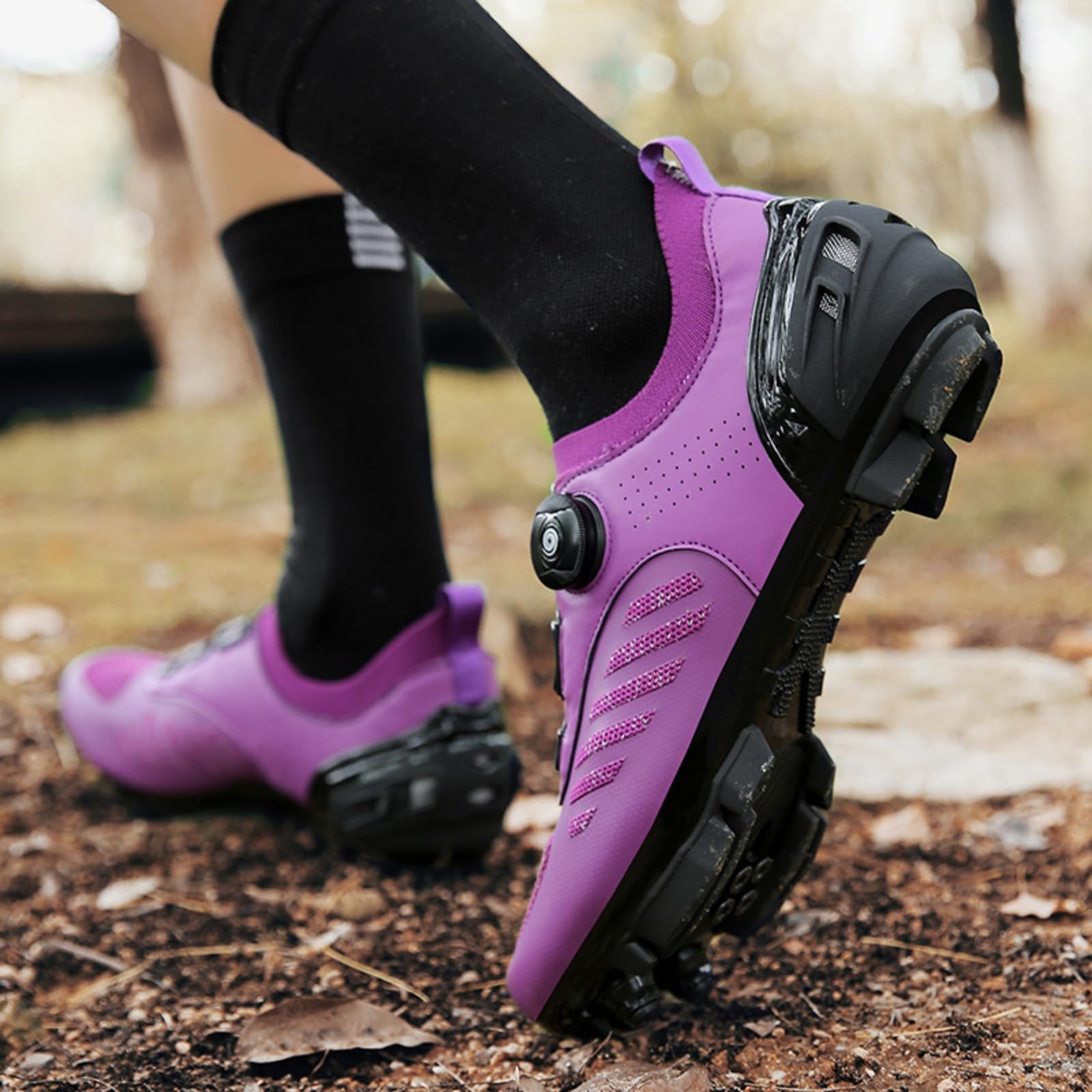 Mateju Chaussure VTT Homme Femme, 36-46 EU Chaussure VTT Homme Automatique avec 2 Pointes Antidérapantes Antidérapant et Respirant Extérieur Sport