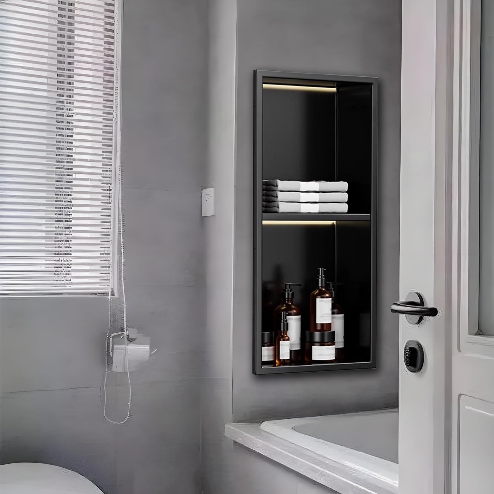 Niche rangement murale douche encastrée fin du désordre dans l'entrée