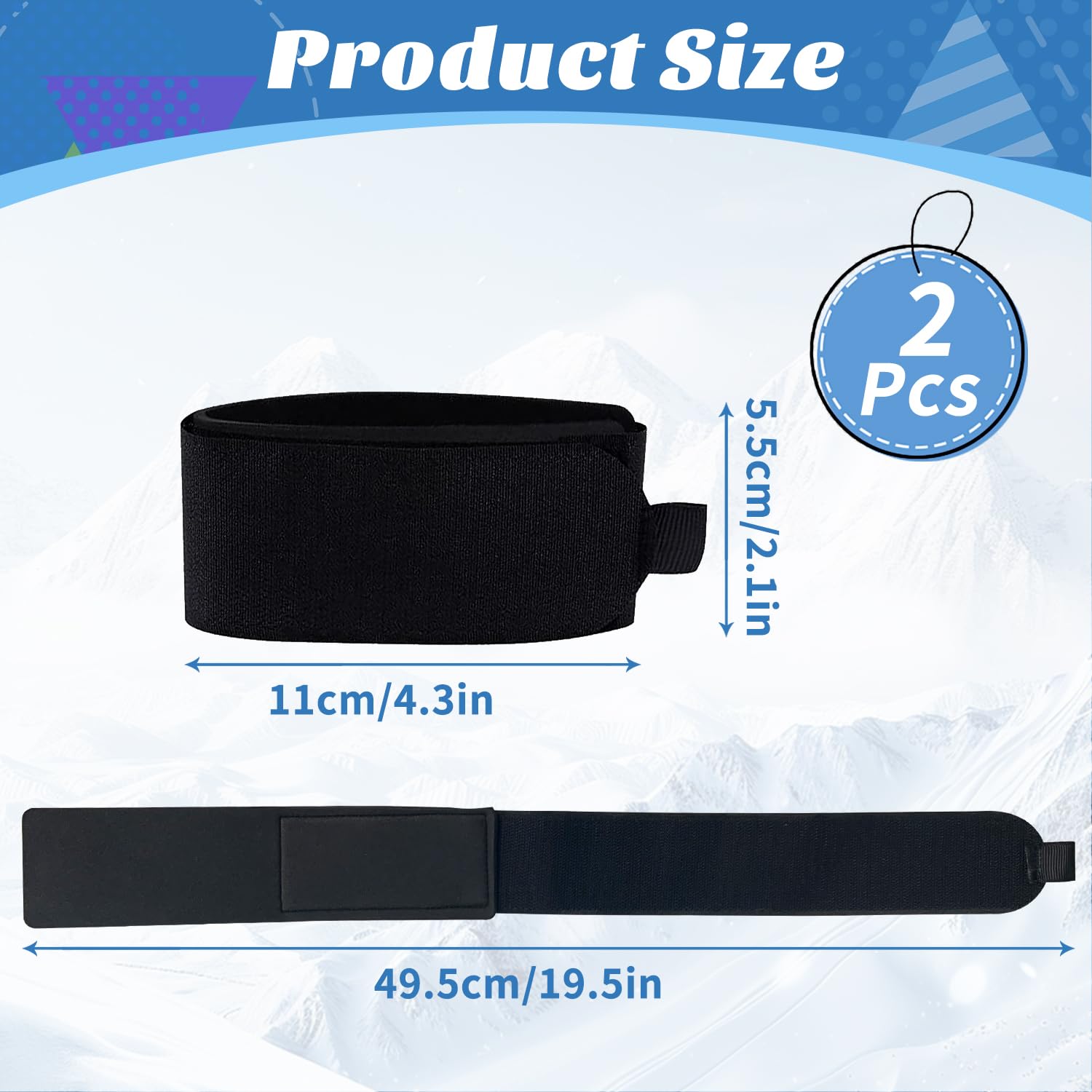 Correas de esquí Ajustables 2 Piezas Sujetadores Goma EVA con Almohadillas Protectoras
