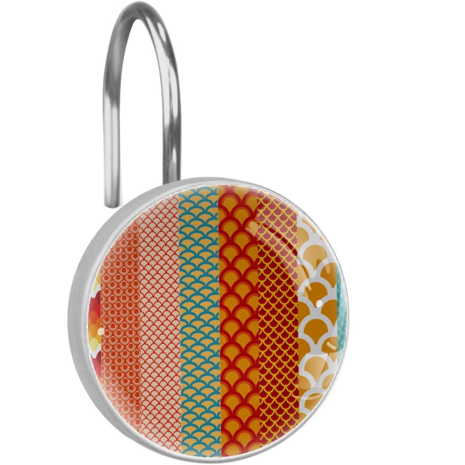 Crochets rideau de douche inox haut de gamme à motif écaille de poisson x12