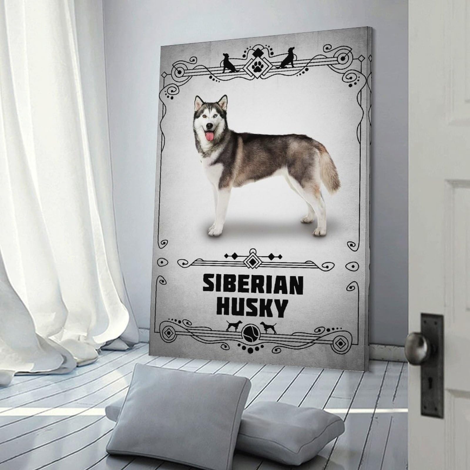 Junmoney Wall Art Print Siberian Husky, 24x36inch(60x90cm), for Living Room, Bedroom Or Apartment Walls, Modern Wall Decor for Cosy Interiors