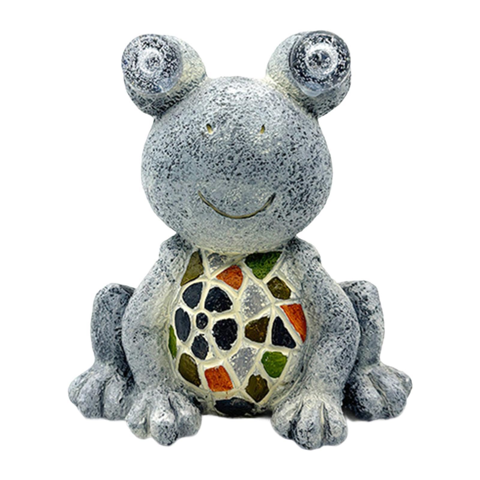 Statue grenouille en résine avec lumière solaire automatique pour décoration d'extérieur
