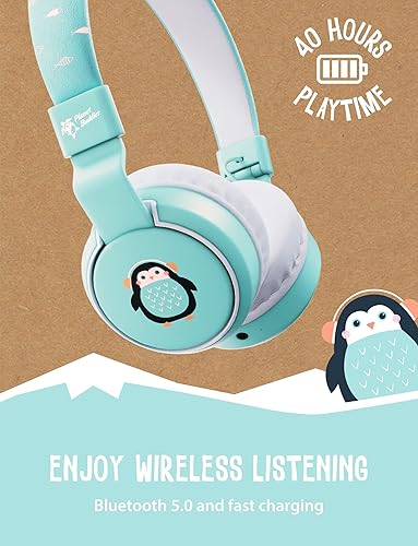 Miniatura 3 de Planet Buddies Auriculares para niños, auriculares inalámbricos plegables con Bluetooth para niños con micrófono, limitador de volumen de 85 dB,