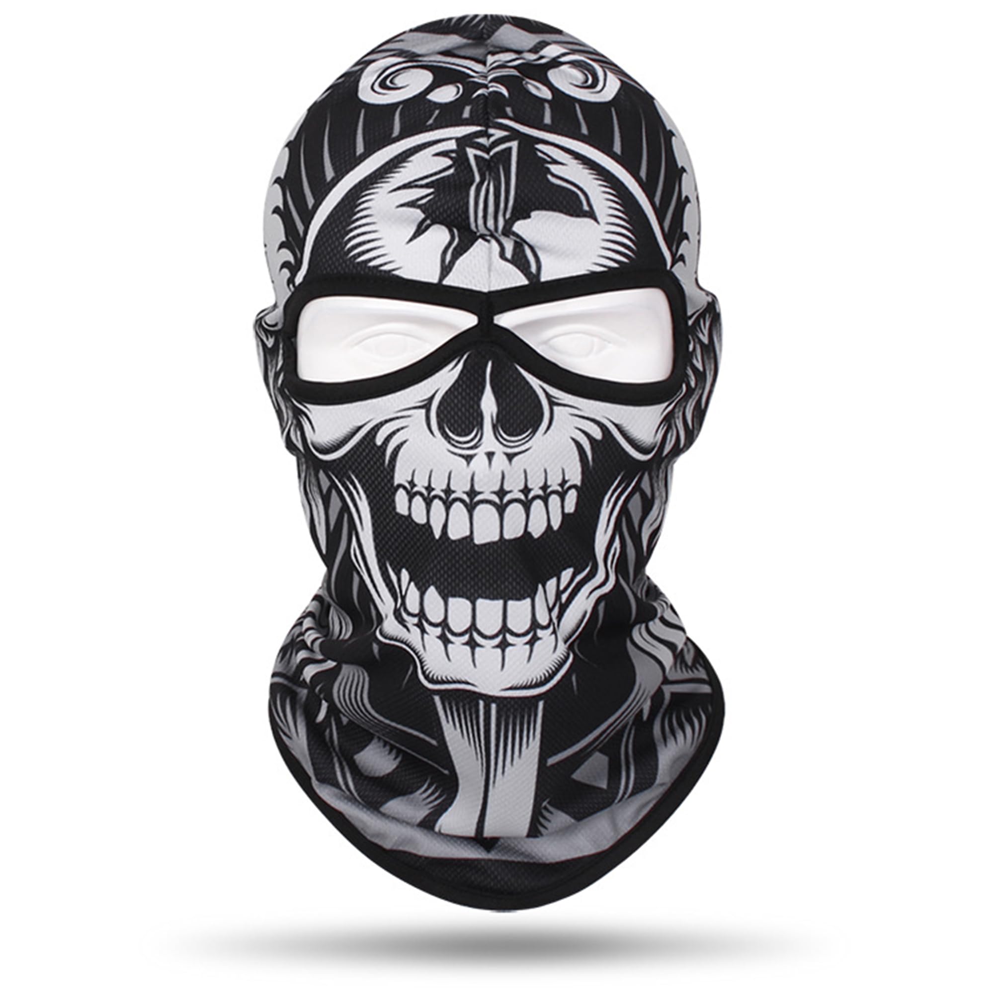 Qohnk Unisex N 3D Balaclavas Face Mask 2Pcs Cool Skull Eck Gaiter Full Face Mask Ski Hiking Cycling Caps Breathable Windproof (N)