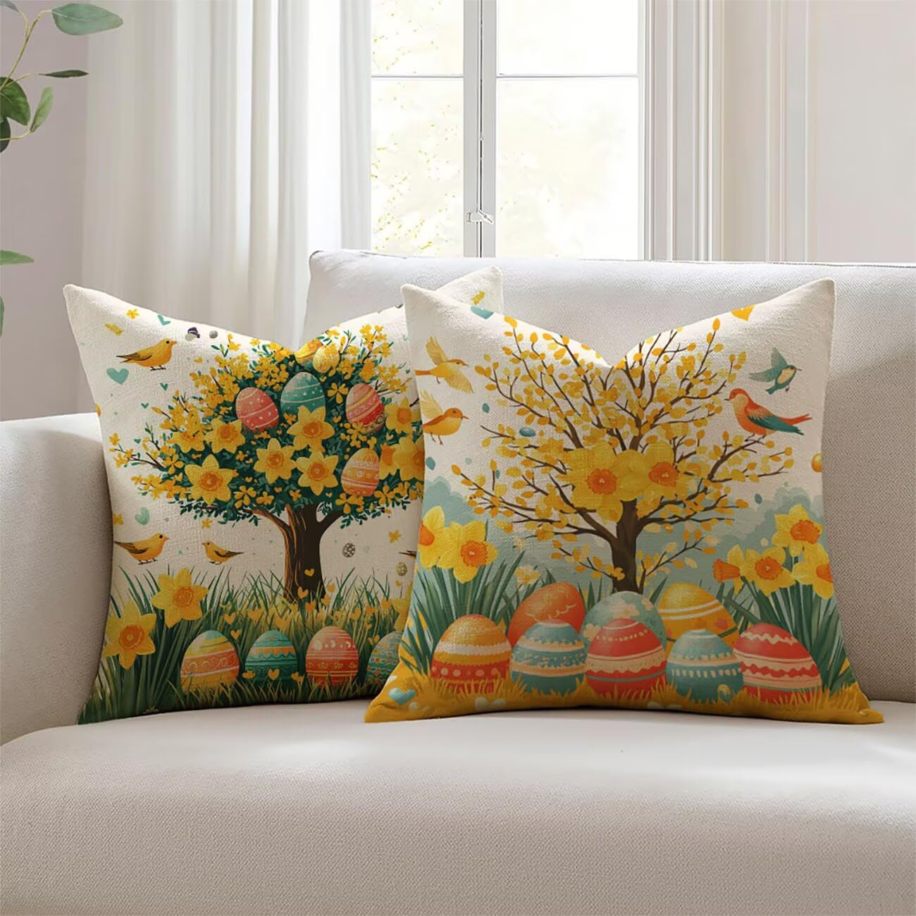 Housse de coussin 50x50cm de Pâques pour embellir votre salon de jardin ce printemps